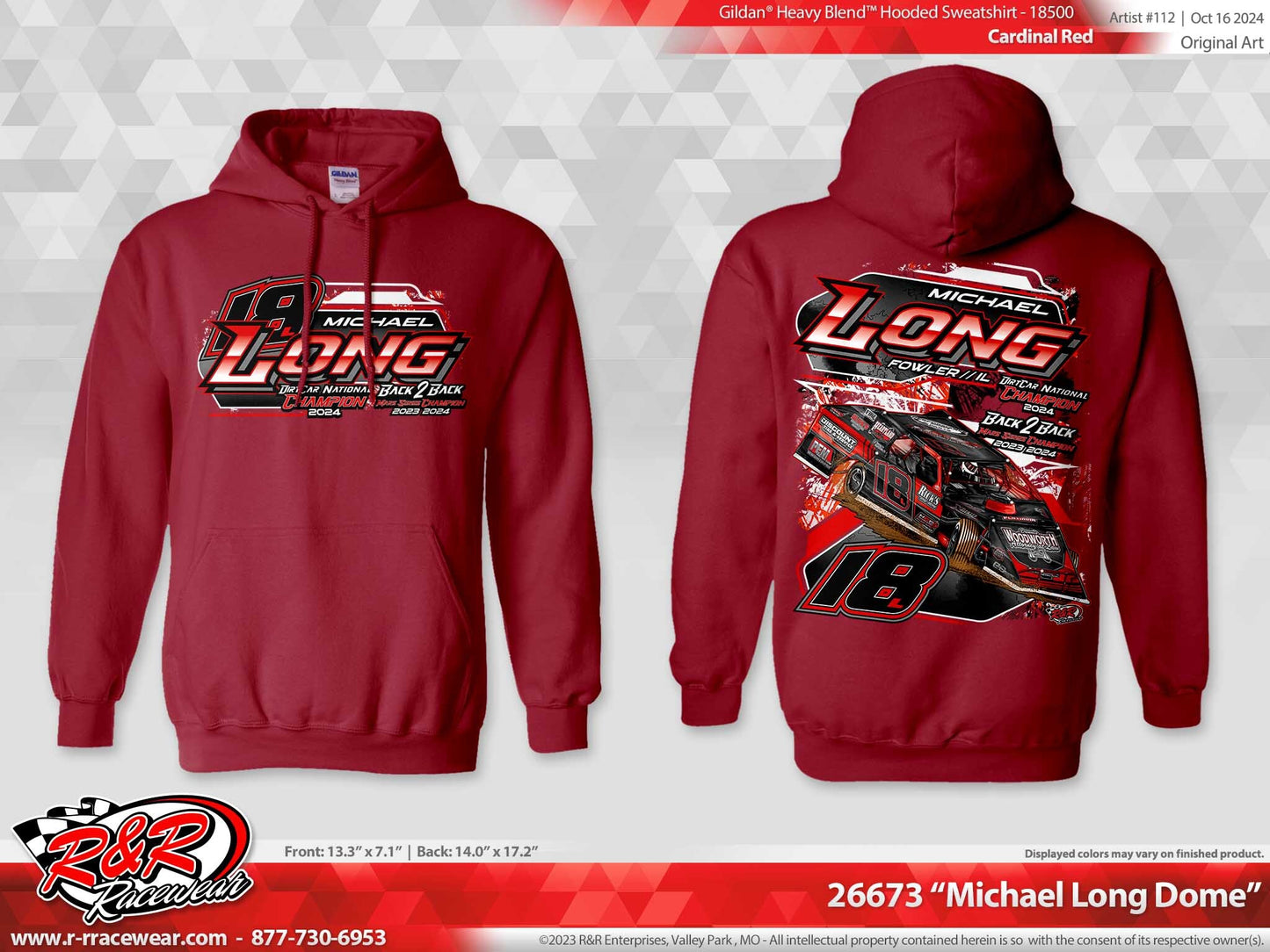 2024 Michael Long Champion Hooded Sweatshirt (Cardinal Red)