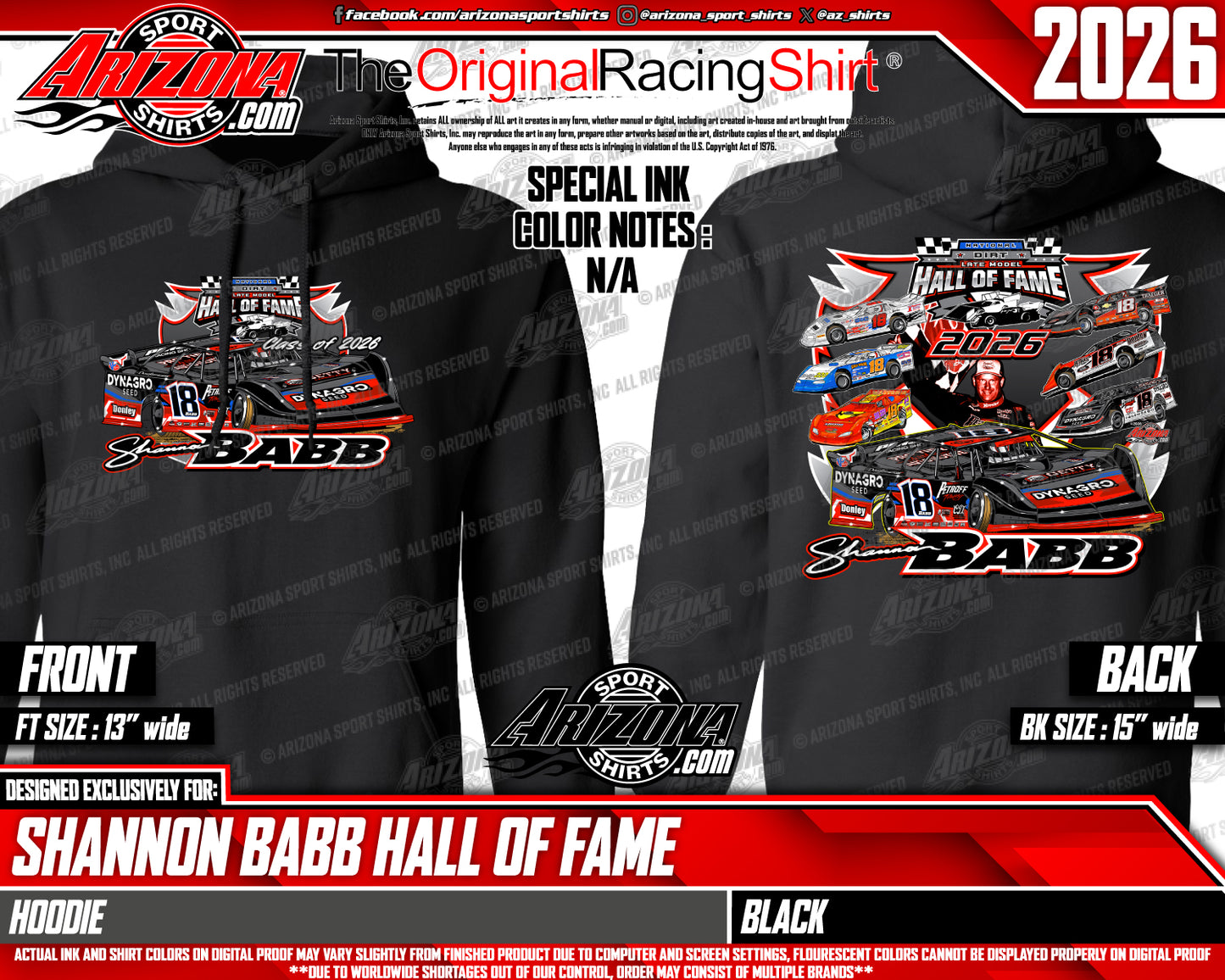 2026 Shannon Babb Hall Of Fame Hoodie (Black)