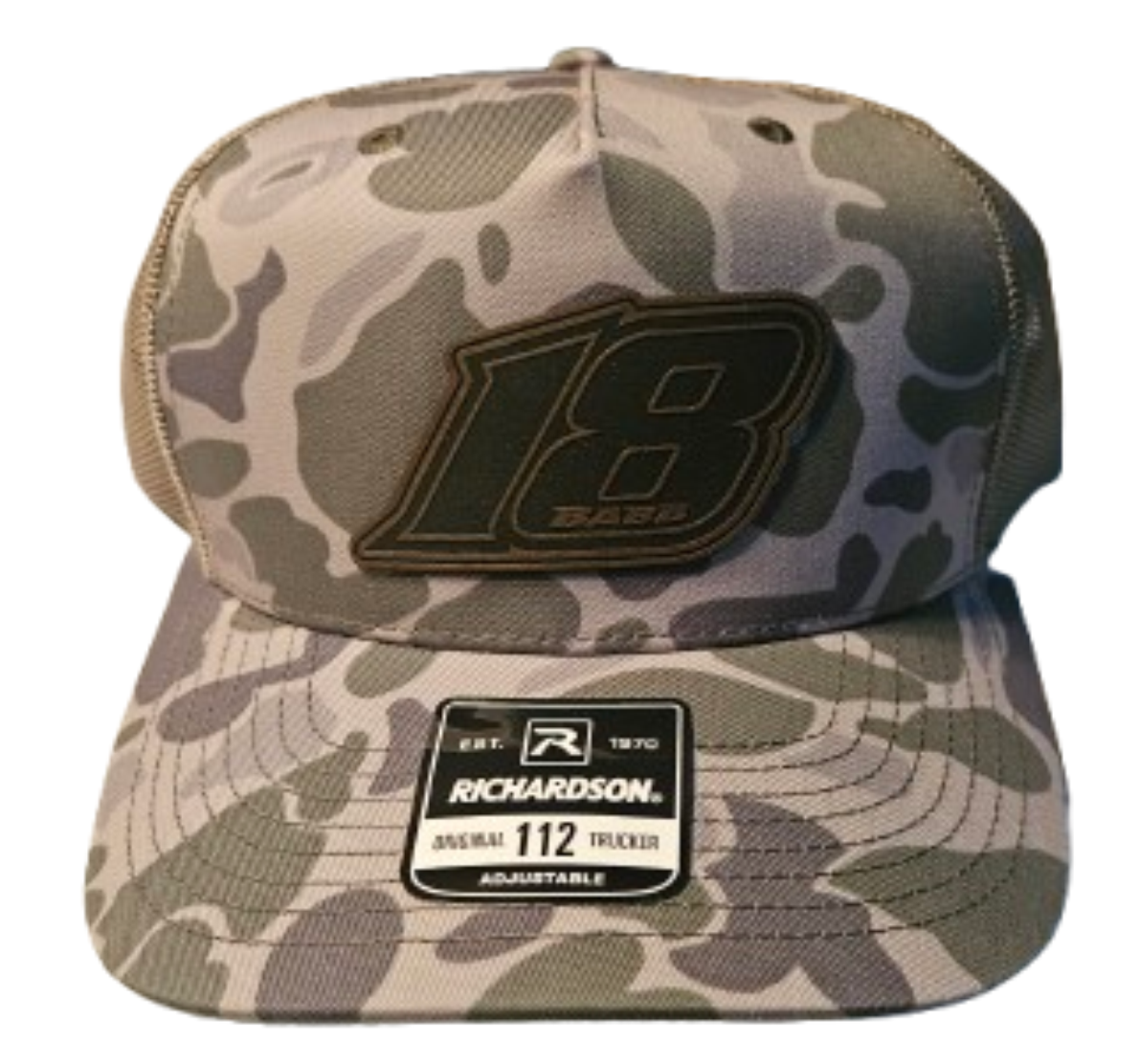 Shannon Babb Snap Back Leather Patch Hat (Duck Camo)