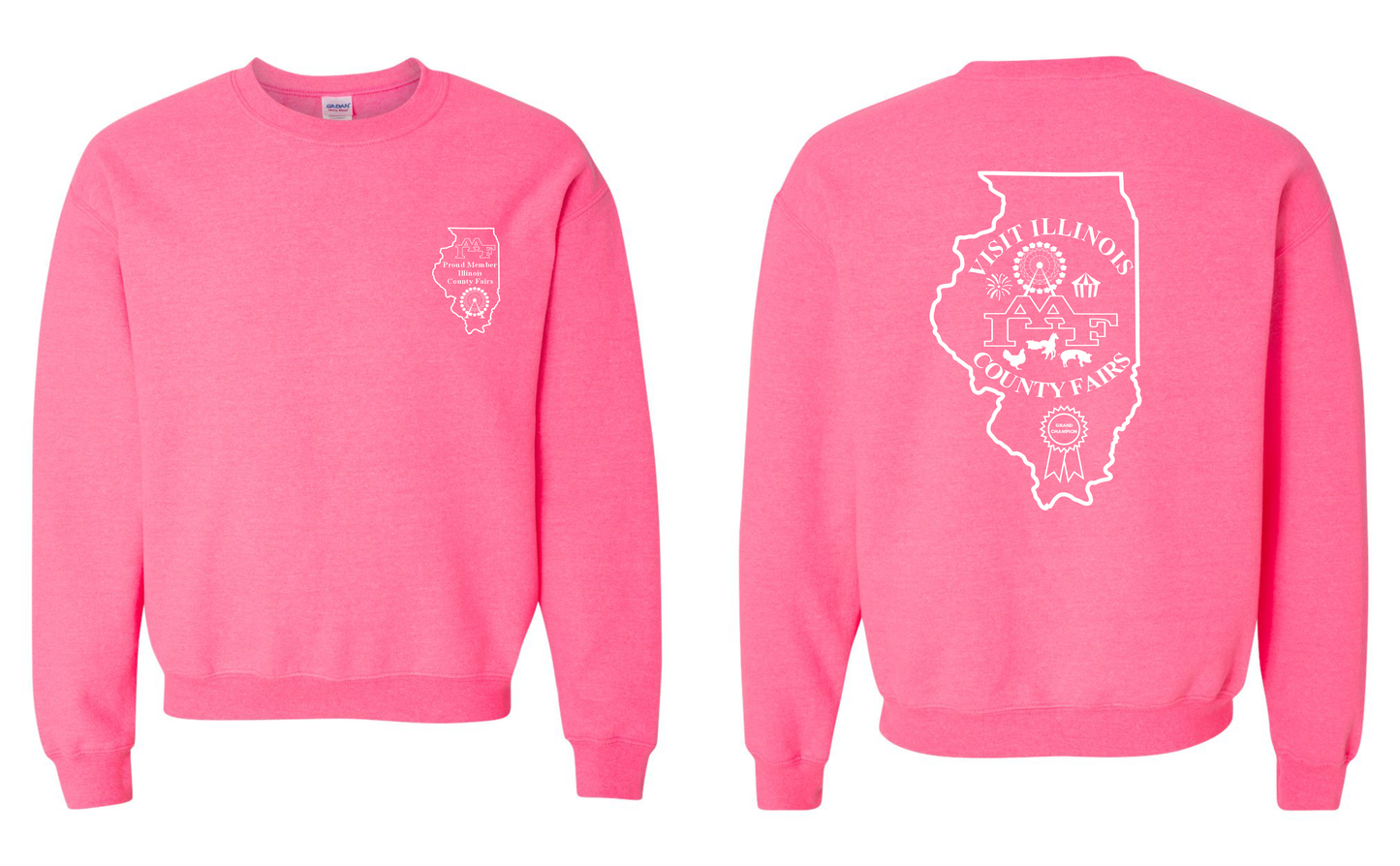 IAAF Visit Illinois County Fairs Crew Neck Sweatshirt (Safety Pink)