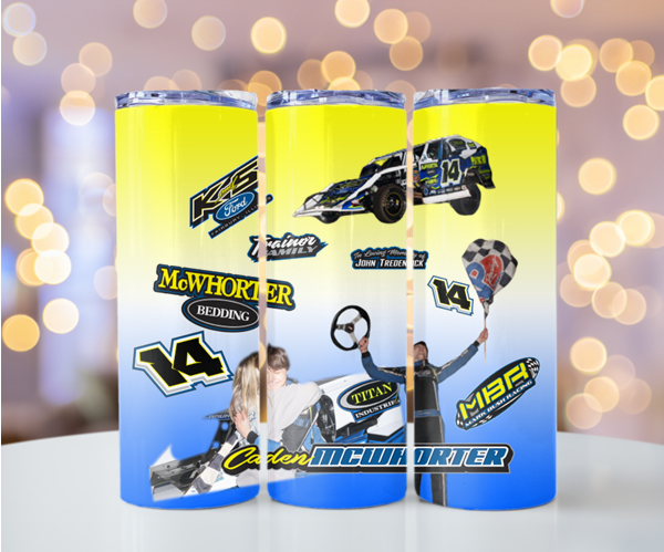 McWhorter Racing Tumbler Yellow & Blue