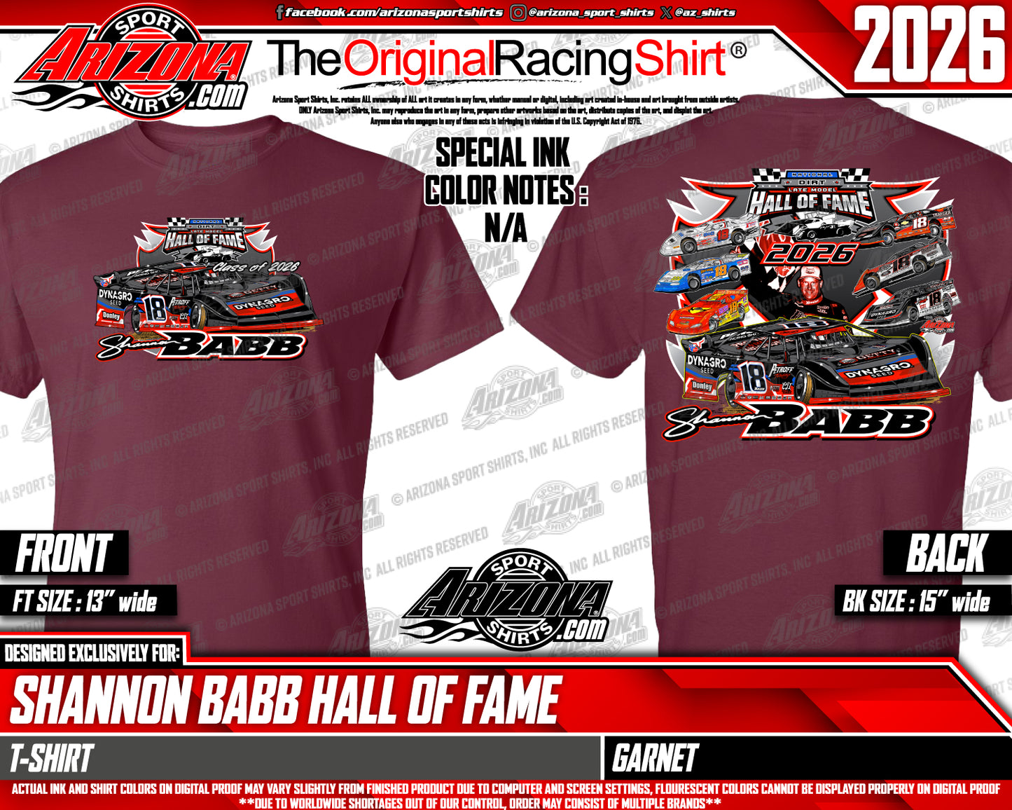 Pre Order 2026 Shannon Babb Hall Of Fame T Shirt (Garnet)
