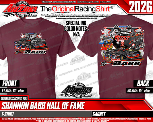 Pre Order 2026 Shannon Babb Hall Of Fame T Shirt (Garnet)