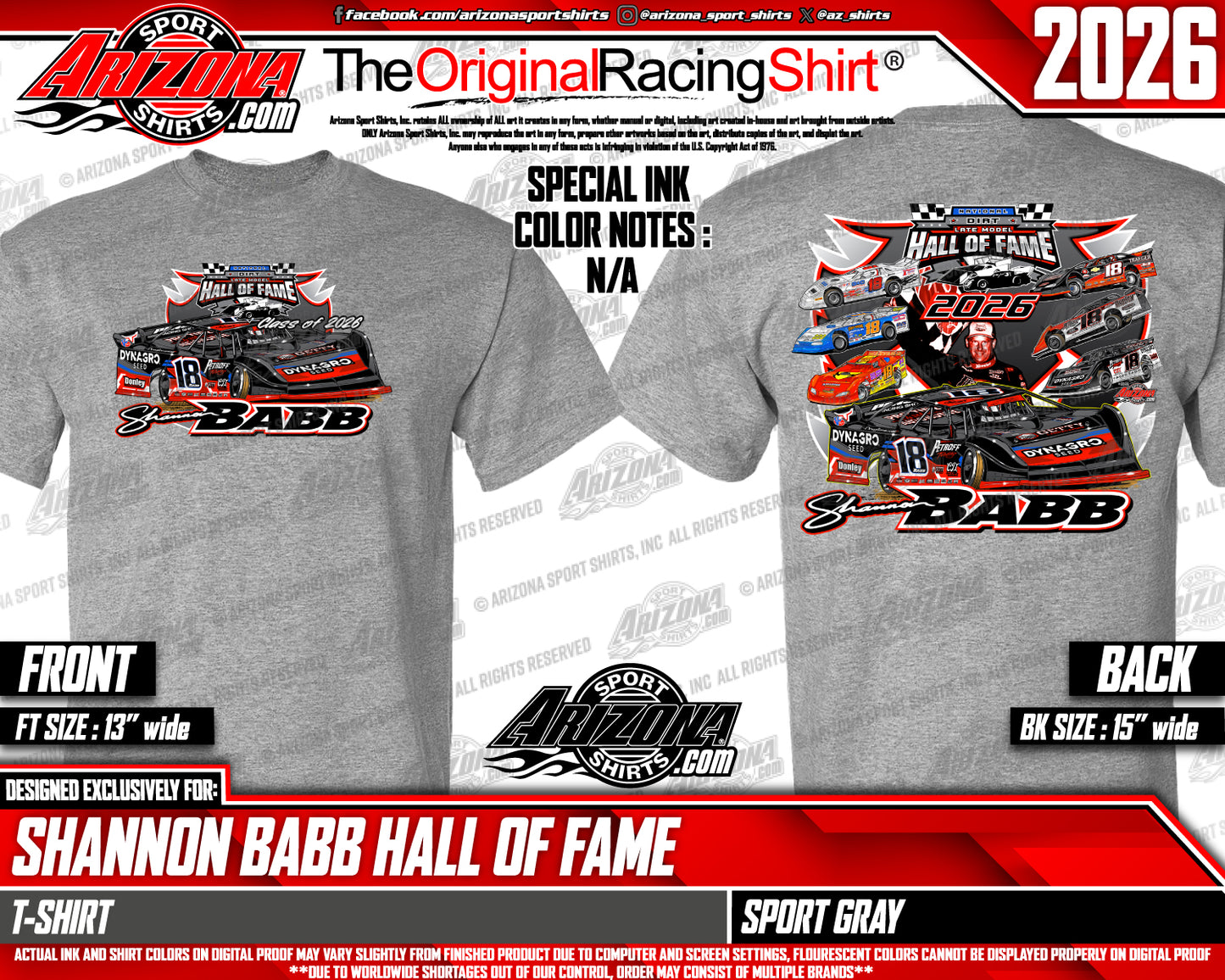 Pre Order 2026 Shannon Babb Hall Of Fame T Shirt (Sport Gray)